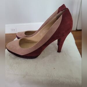 Italian Two Tone Suede  round Toe Platform Pumps Size 39